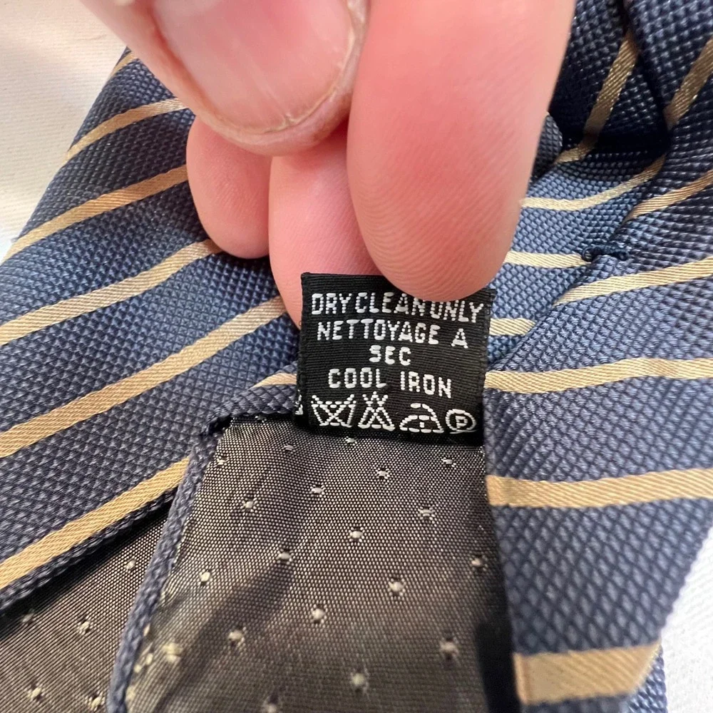 Gianfranco‎ Ferre Silk Tie Blue Gold Diagonal Stripe Made in Italy Mens Necktie